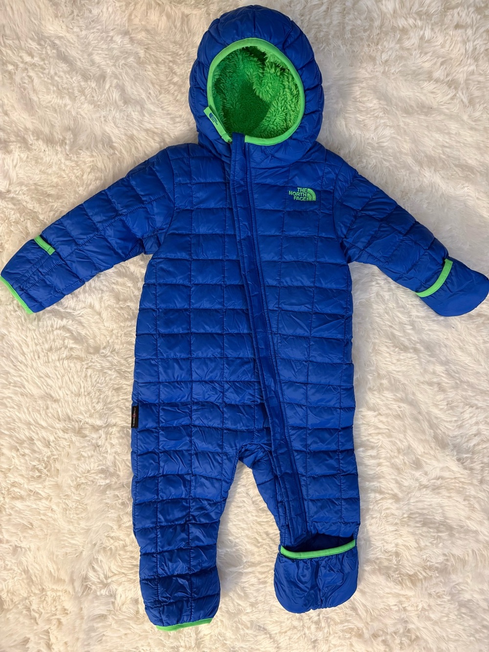 The North Face Blue fleece Lined One-Piece Bunting snowsuit size 12-18 mths EUC